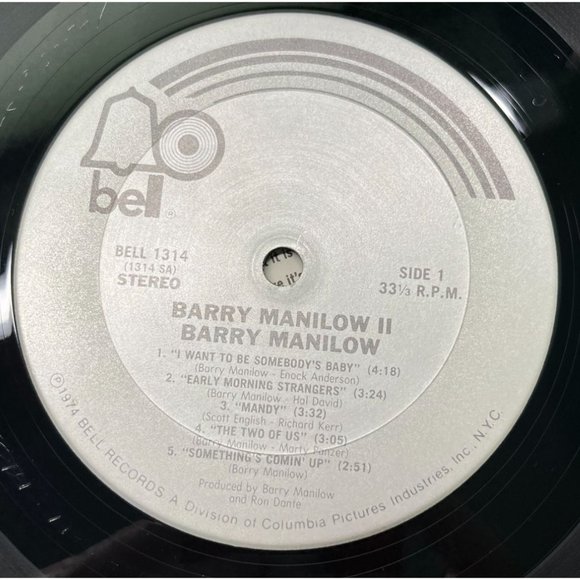 Barry Manilow II Pop LP Vinyl Vintage Bell Records 1974 Mandy Its a Miracle - Picture 2 of 8